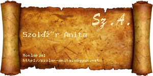Szolár Anita névjegykártya